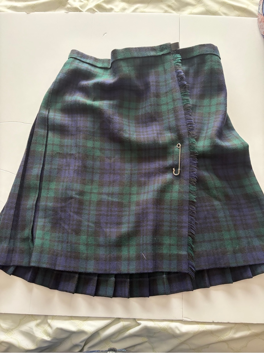 Plaid Mini Skirt in Green & Navy